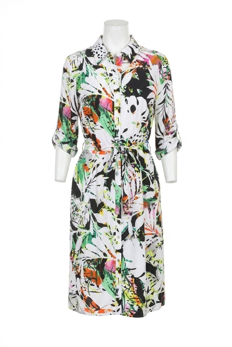 NEW JOSEPH RIBKOFF tropical drawstring waist shirt dress
